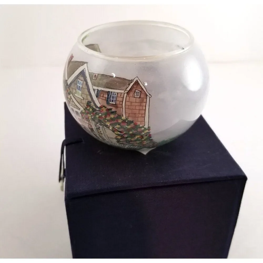Vintage Marsha York Hand Painted Candle Holder Rose Covered Cottage Votive